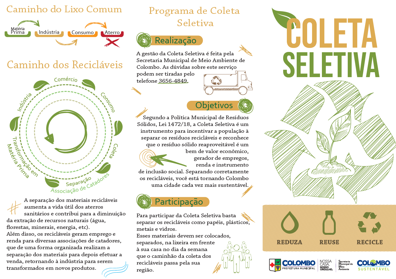 Folder sobre coleta seletiva em Colombo